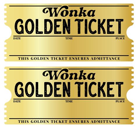 Printable Wonka Golden Ticket Template in 2023 | Golden ticket template