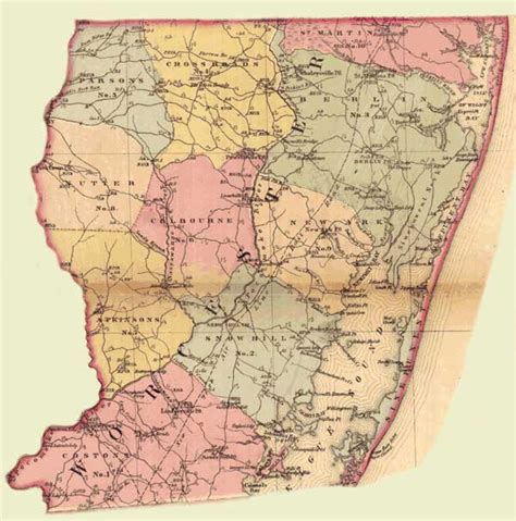 Worcester County Simon J Martenet Martenets Atlas Of Maryland 1865