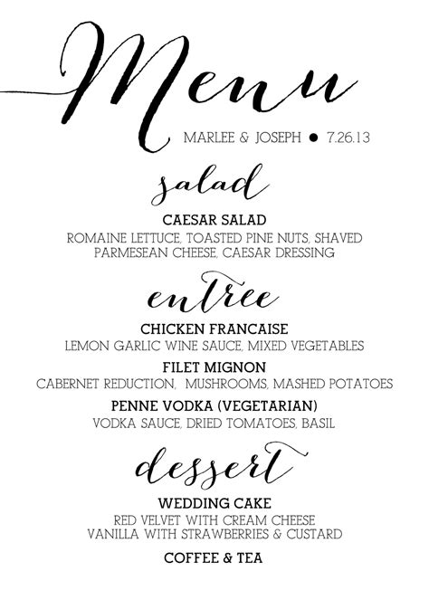 Sugar Queens Calligraphy Menus