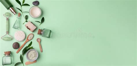 Beauty Background With Various Eco Friendly Cosmetic And Skin Care