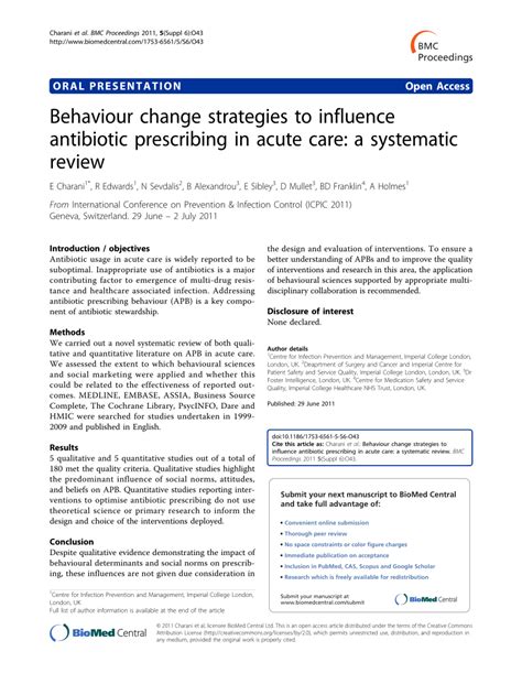 Pdf Behaviour Change Strategies To Influence Antibiotic Prescribing