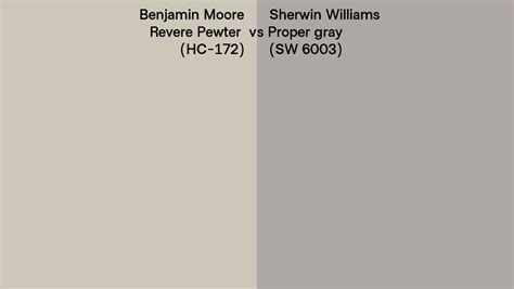 Benjamin Moore Revere Pewter Hc 172 Vs Sherwin Williams Proper Gray