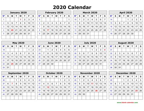 Year To View Calendar 2020 Printable Free Printable Calendar Monthly