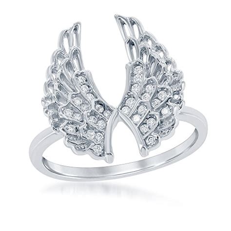 925 Oxidized Sterling Silver Angel Wings Double Two Finger Band Ring