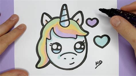 How To Draw A So Cute Unicorn Emoji Happy Drawings Unicorns