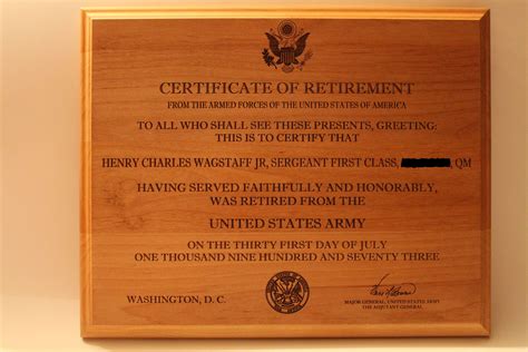 Us Army Certificate Of Retirement Well Preserve Any Document To A