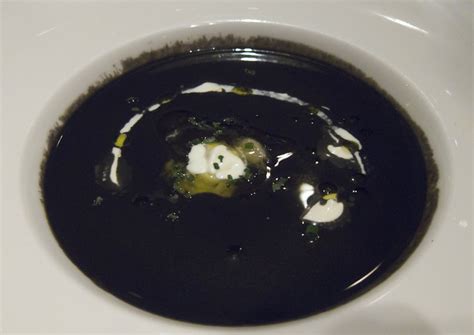 Chilled Squid Ink Soup With Smoked Sea Scallops White Shr Flickr