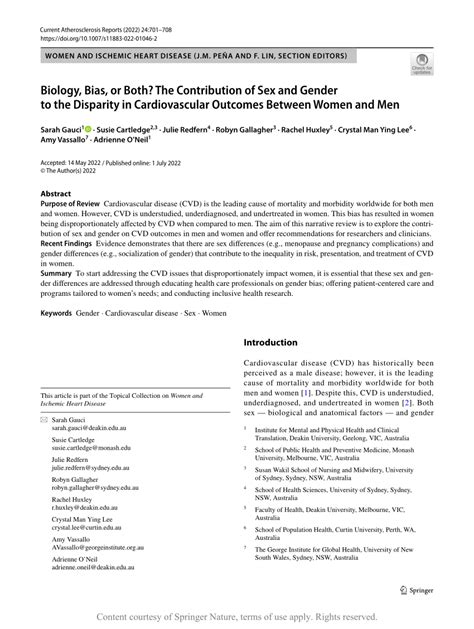 Pdf Biology Bias Or Both The Contribution Of Sex And Gender To The