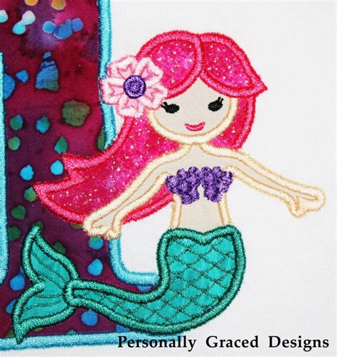 Instant Download Girly Mermaid Fish Scale Tail Applique Etsy