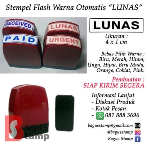 Promo Stempel LUNAS Warna Otomatis Flash Abu Abu Tinta Standar