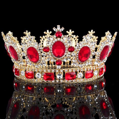 tiaras and haarreifen prom queen princess red rhinestone tiara headband wedding ruby crystal crown