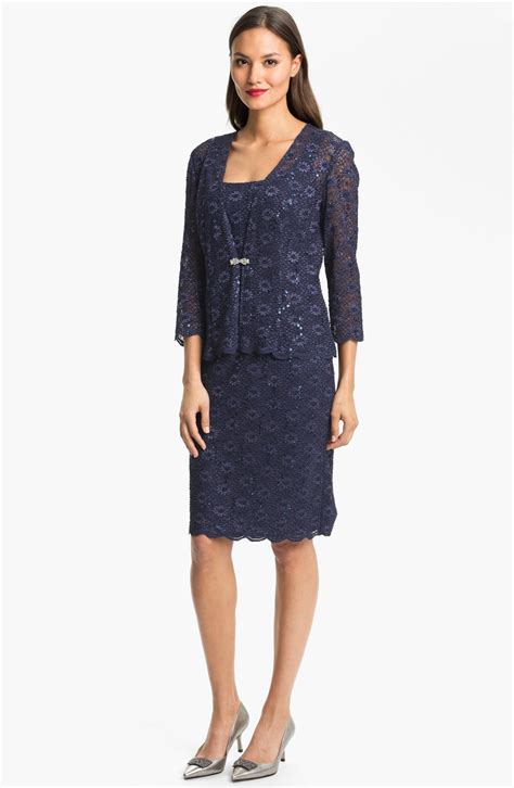 Alex Evenings Embellished Lace Dress Jacket Petite In Blue Navy Lyst