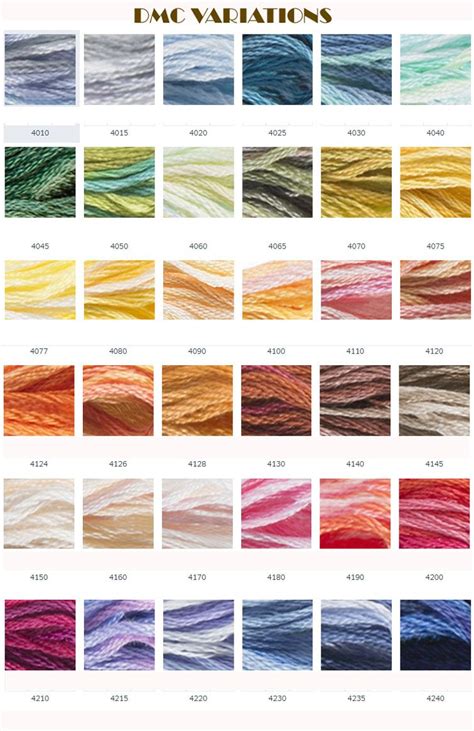 Dmc Variations Colors Variations Color Chart Dmc Embroidery Floss