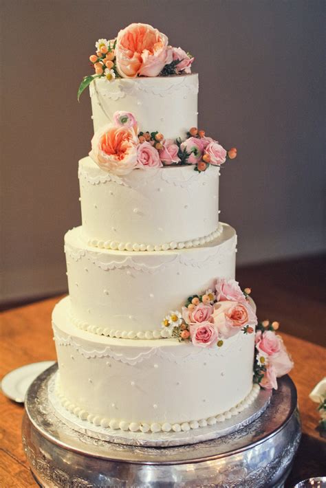 Elegant Peach And White Wedding Cake Pink Ombre Wedding Cake Wedding