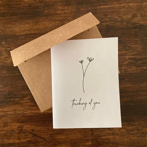 Greeting Card Thinking Of You Minimalist Flowers Sympathy Etsy