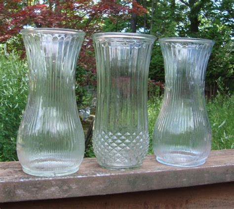 Vintage Hoosier Tall Vase Trio Clear Glass