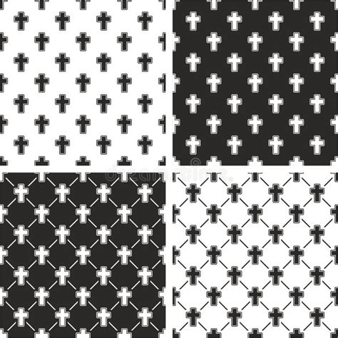 Christian Cross Seamless Pattern Set Stock Vector Illustration Of