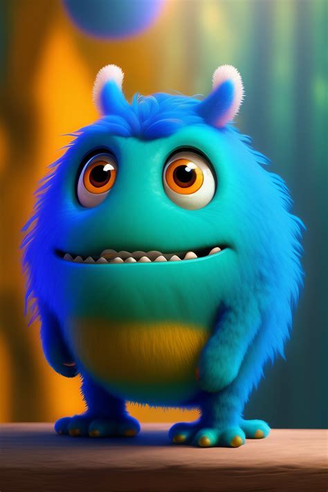 lexica monster blue cartoon pixar style detallado loving hairy and pleasant intimate