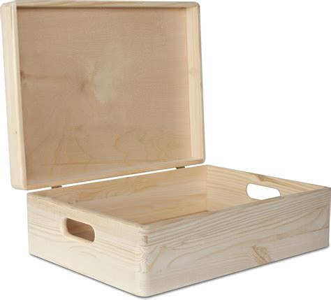 Creative Deco Xl Large Wooden Box Storage Keepsake Wood Plain 40 X 30
