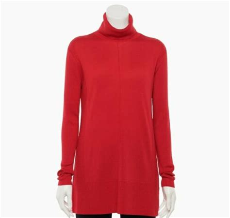 New Womens Apt 9® Ribbed Side Panel Turtleneck Sweater Size Small