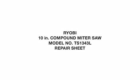 RYOBI TS1343L REPAIR SHEET Pdf Download | ManualsLib