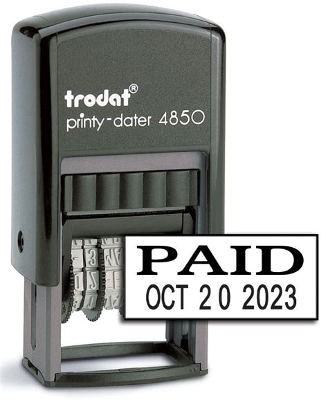Trodat 4850 Date Stamp With Paid Self Inking Stamp Black Ink