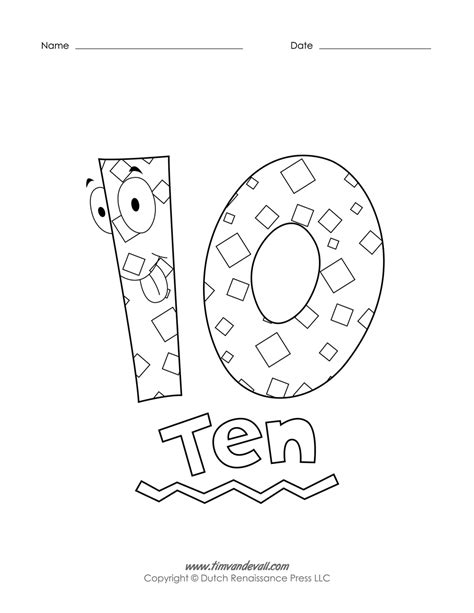 Number 10 Coloring Page At Free Printable Colorings