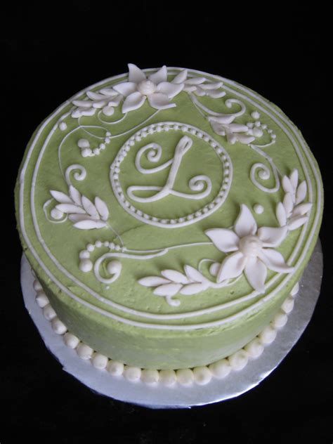 Sage Green Monogram Cake Thanks To My Fellow Ccs For The Idea