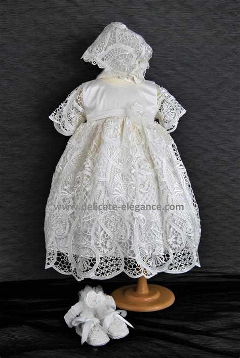 4301 Ivory Lace Girls Silk Christening Dress Delicate Elegance