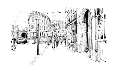 Premium Vector Sketch Of Cityscape In London Show Walkside And Old