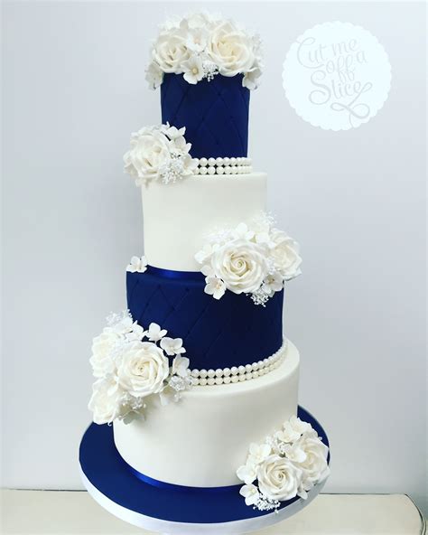 Royal Blue Elegant Simple Wedding Cake Designs
