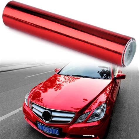 152cmx30cm Red Car Glossy Chrome Mirror Vinyl Wrap Film Roll Sheet