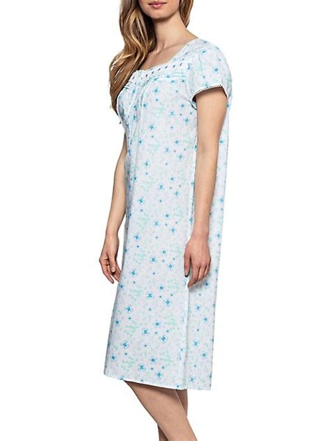 Jasmine Rose Floral Print Short Sleeve Cotton Nightgown Thebay