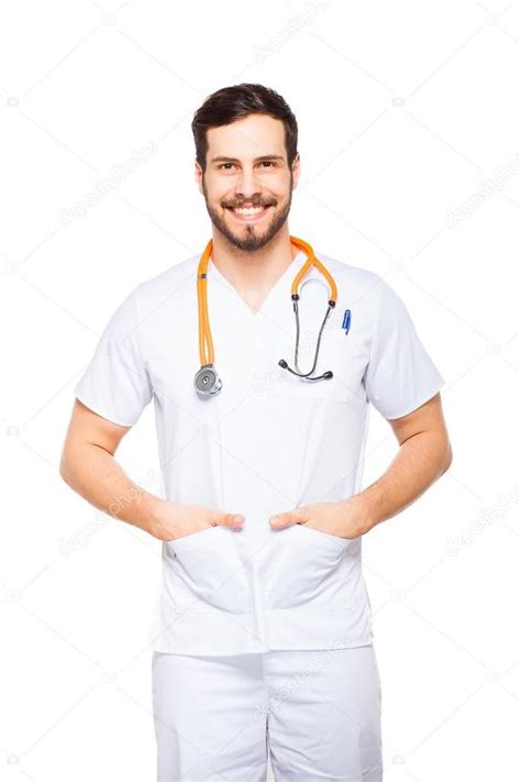 Handsome Male Doctor Isolated Stock Photo Aff Doctor Male