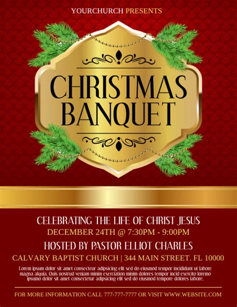Red And Yellow Christmas Banquet Invitation Flyer Postermywall