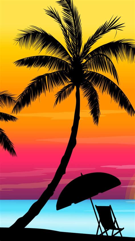 Download Colorful Beach Sunset Silhouette Iphone 6 Plus Hd