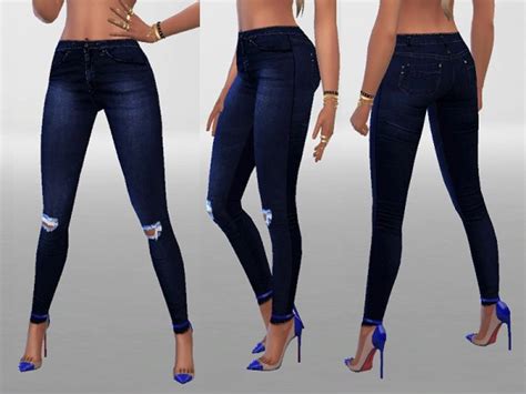 The Sims Resource Dark Ripped Denim Jeans By Pinkzombiecupcakes Sims