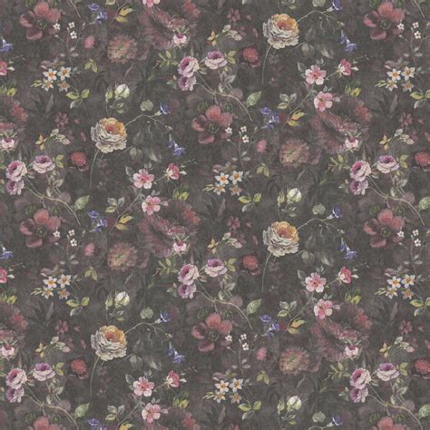 Vintage Floral By Albany Dark Grey Wallpaper Wallpaper Direct