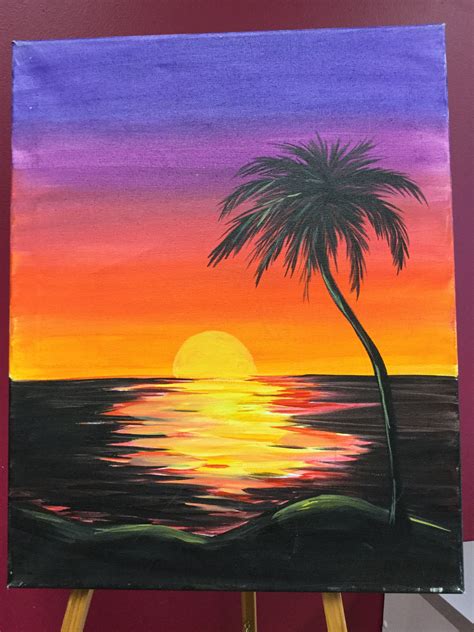 Sol Luna Sunset Canvas Painting Silhouette Painting Sunset Art