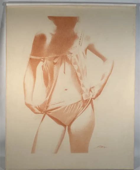 ARTWORK ORIGINAL DRAWING Graphite Pencil Female Figure Nude Removing
