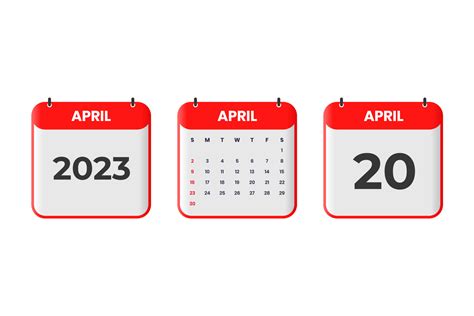 April 2023 Calendar Design 20th April 2023 Calendar Icon For Schedule