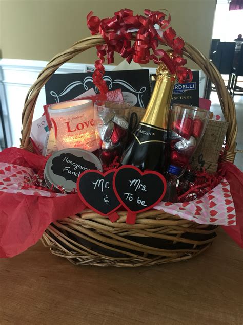 If you aren't too close to the couple, then you can skip it. Engagement gift basket, homemade, DIY, gift ideas, bride ...