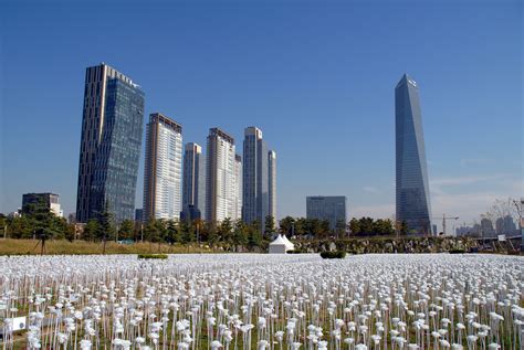 Skyline Of Incheon And Landscape From Songdo Central Park South Korea