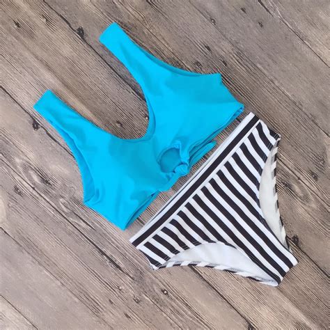 2018 Sexy Stripes Bikini Push Up Beach Swimsuit Maio Biquini Mayo