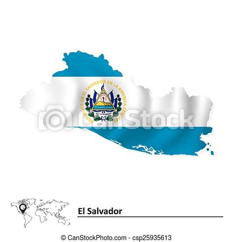 Mapa De El Salvador Con Bandera Ilustraci N Vectorial Canstock
