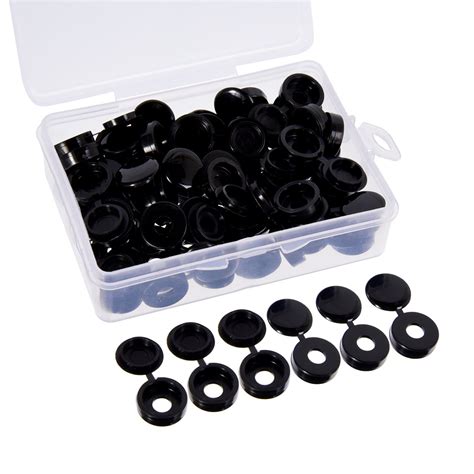 60 Pieces Black Screw Covers Plastic Screw Caps With Storage Box For