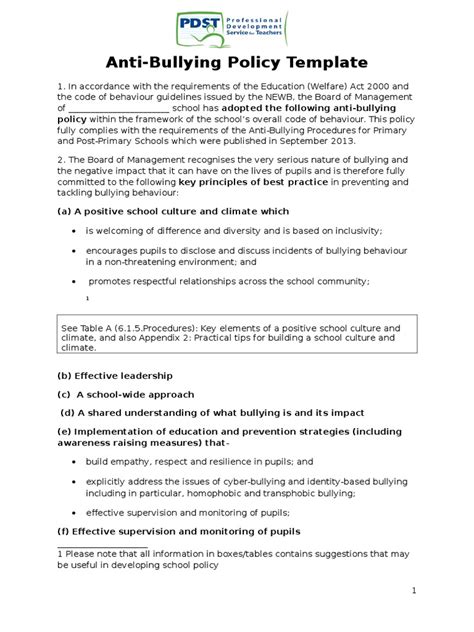 Anti Bullying And Harassment Policy Template Get What You Need For Free