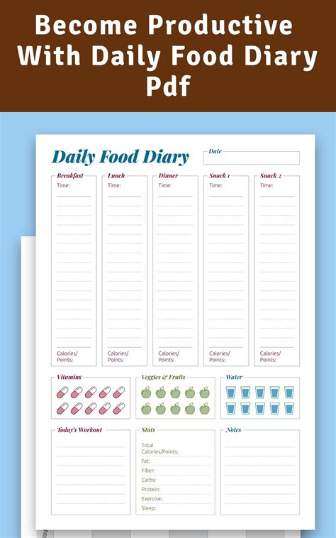Printable Daily Food Log Example Web Daily Food And Activity Diary