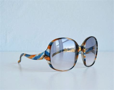 Vintage 70s Sunglasses 1970s Blue Brown Stripe Foster Grant Etsy Denmark Sunglasses