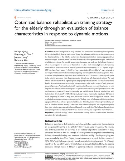 Pdf Optimized Balance Rehabilitation Training Strategy For The